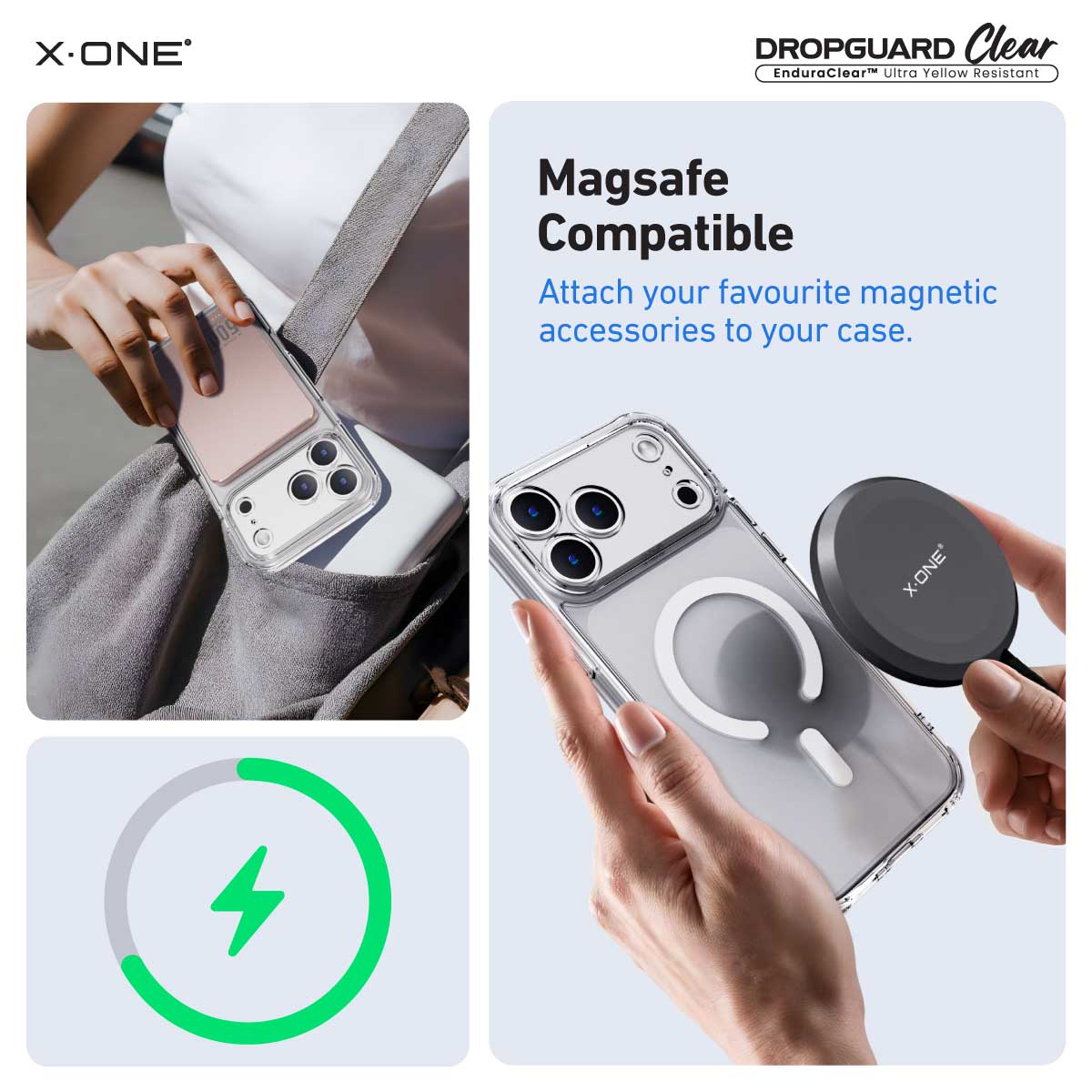 X.One Dropguard Clear Impact Protection Case with EnduraClear for iPhone 17 Series | Magsafe Compatible