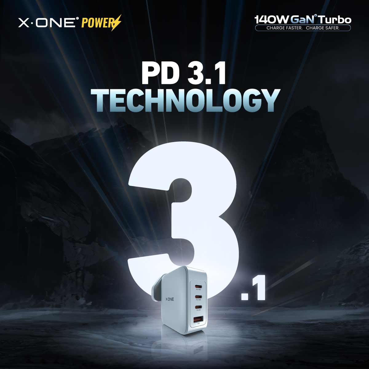 X.One® 140W GaN 6 Turbo Ultra Fast Charger (4-Ports)