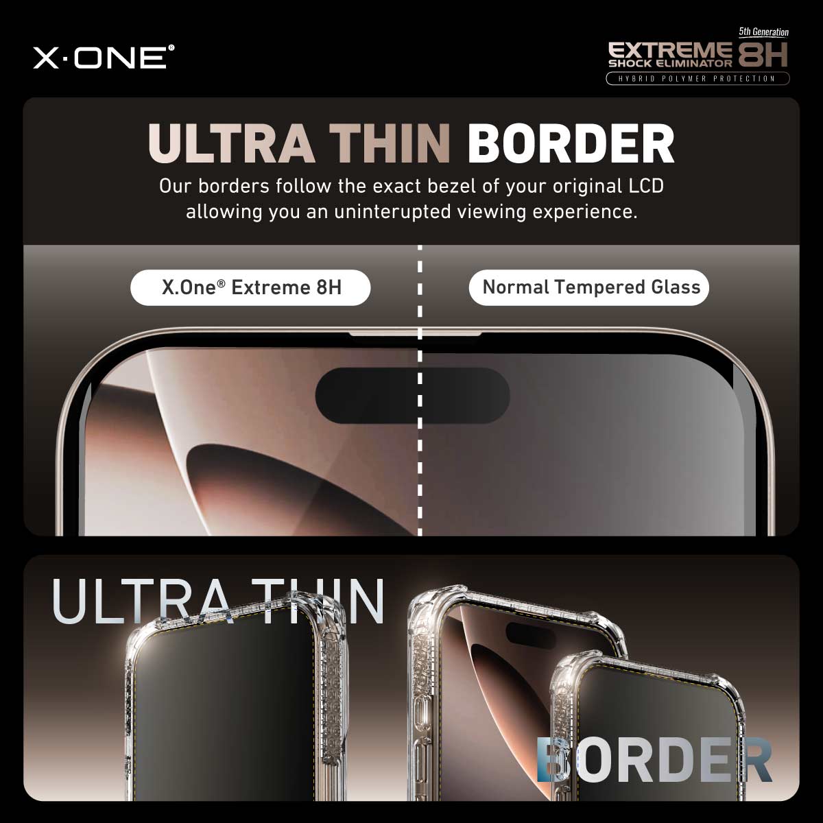 X.One® Hybrid Polymer Impact Screen Protector (Clear HD) with Installer Kit