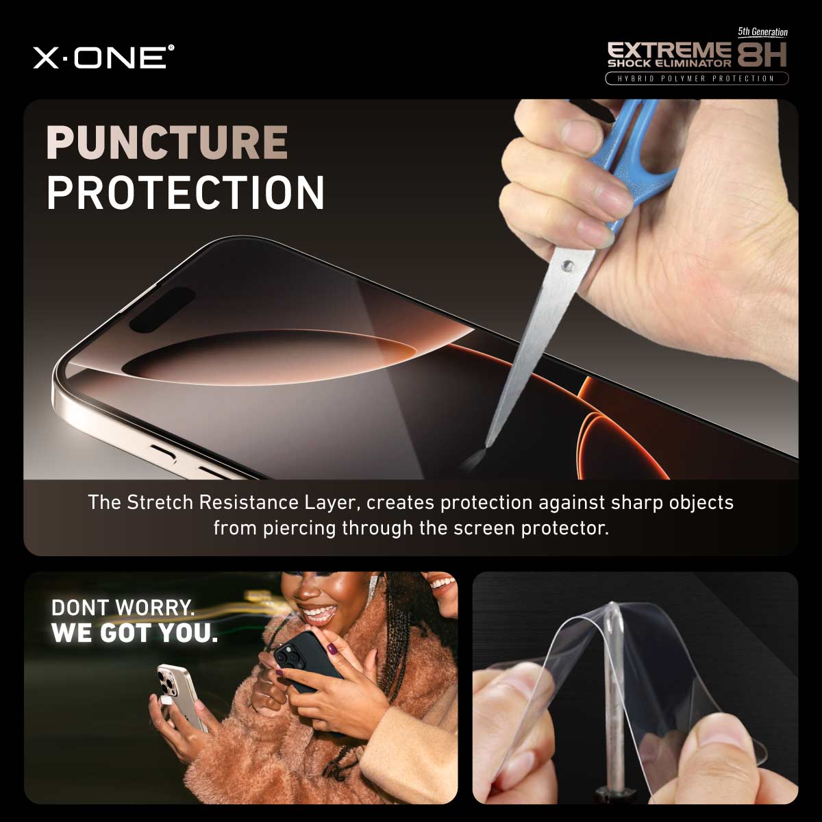 X.One® Hybrid Polymer Impact Screen Protector (Clear HD) with Installer Kit
