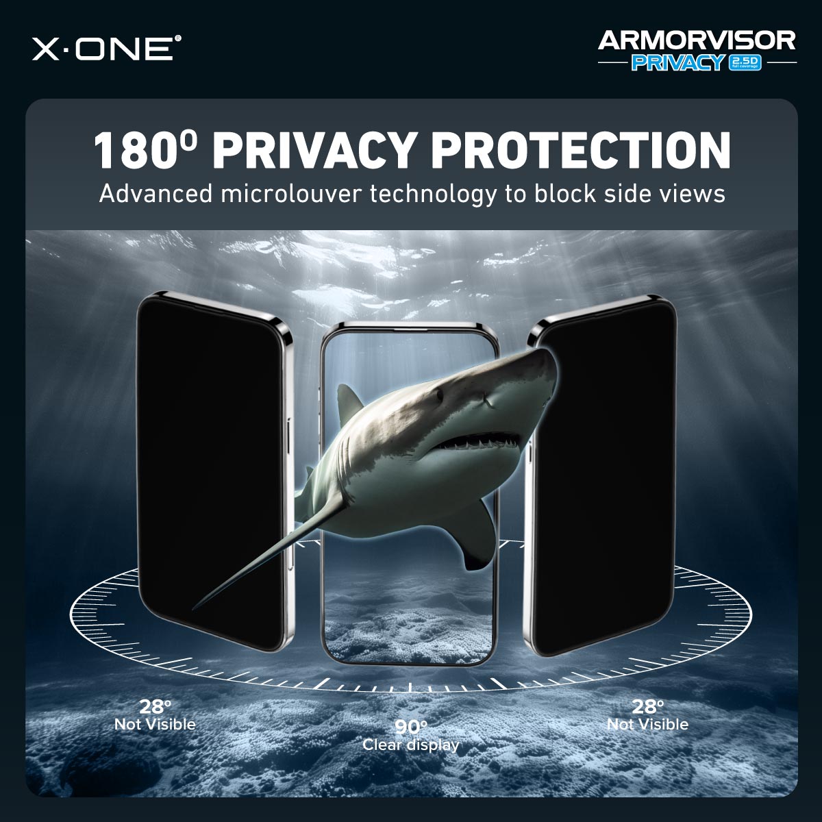 X.One® Hybrid Polymer Impact Screen Protector (Anti-Blue Light + Privacy) with Installer Kit