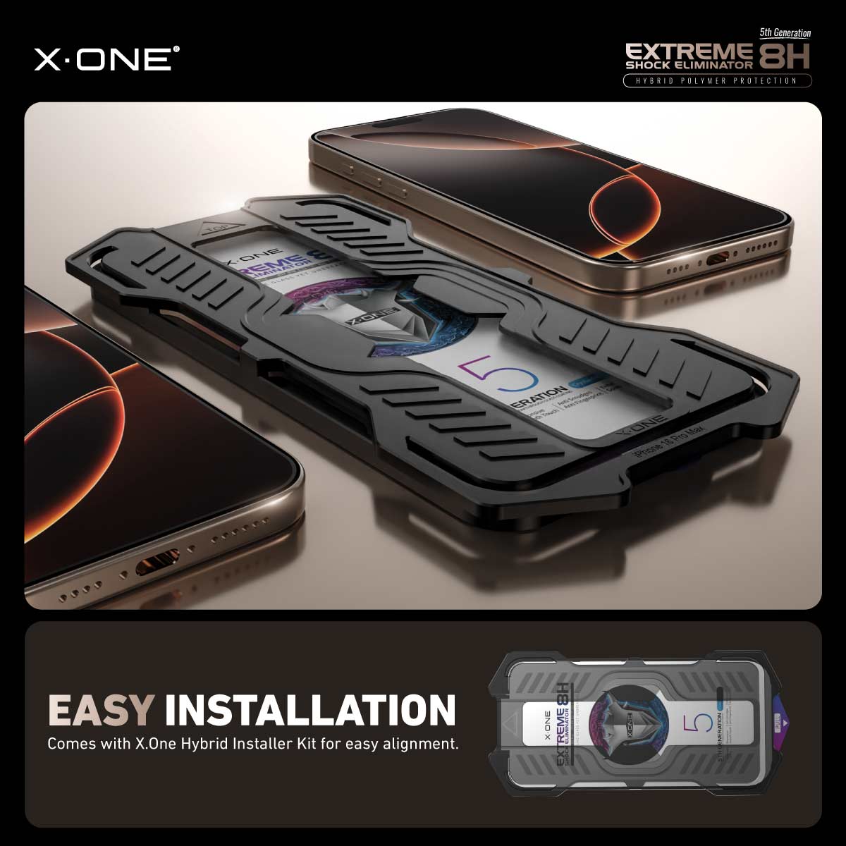 X.One® Hybrid Polymer Impact Screen Protector (Clear HD) with Installer Kit