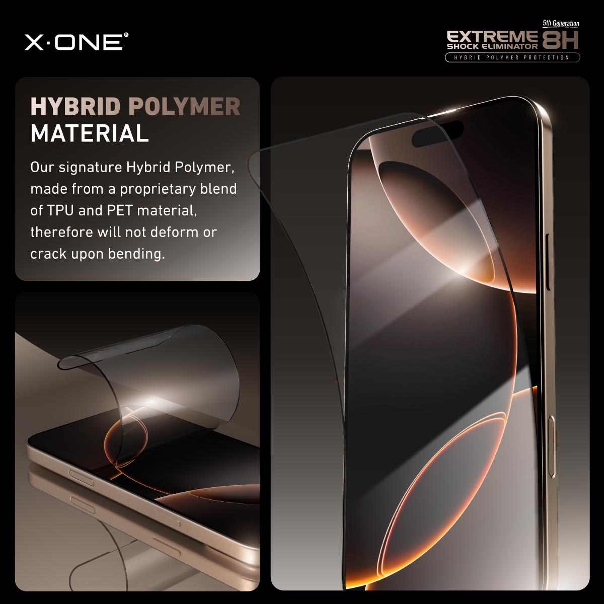 X.One® Hybrid Polymer Impact Screen Protector (Clear HD) with Installer Kit