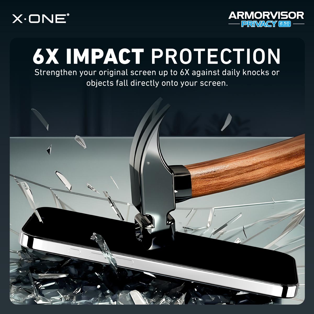 X.One® Hybrid Polymer Impact Screen Protector (Anti-Blue Light + Privacy) with Installer Kit