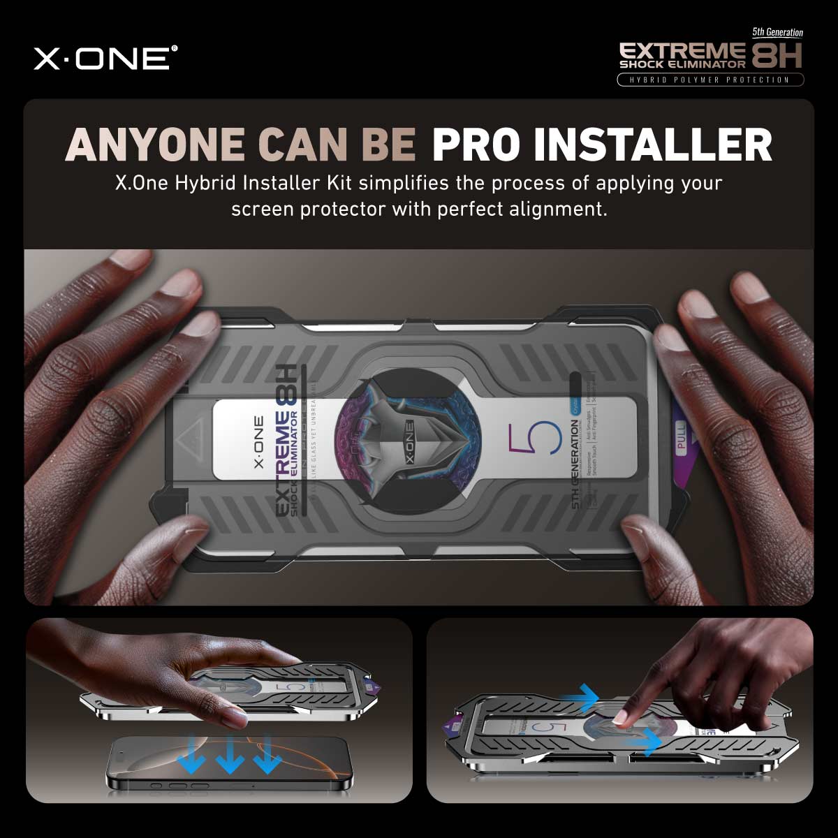 X.One® Hybrid Polymer Impact Screen Protector (Clear HD) with Installer Kit