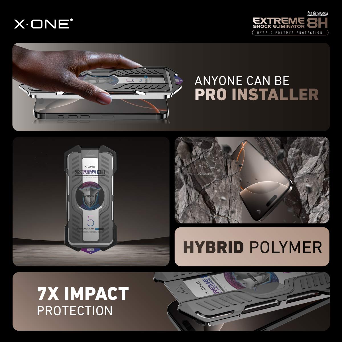 X.One® Hybrid Polymer Impact Screen Protector (Matte Gaming) with Installer Kit
