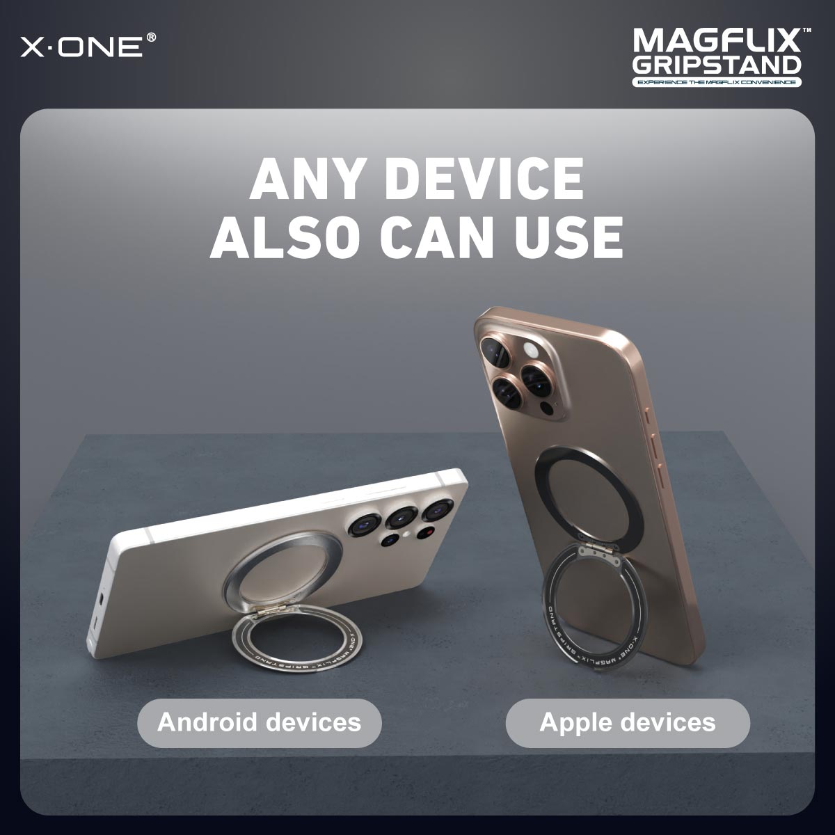 X.One MagFlix Gripstand Magnetic Adjustable Phone Stand Ring Holder