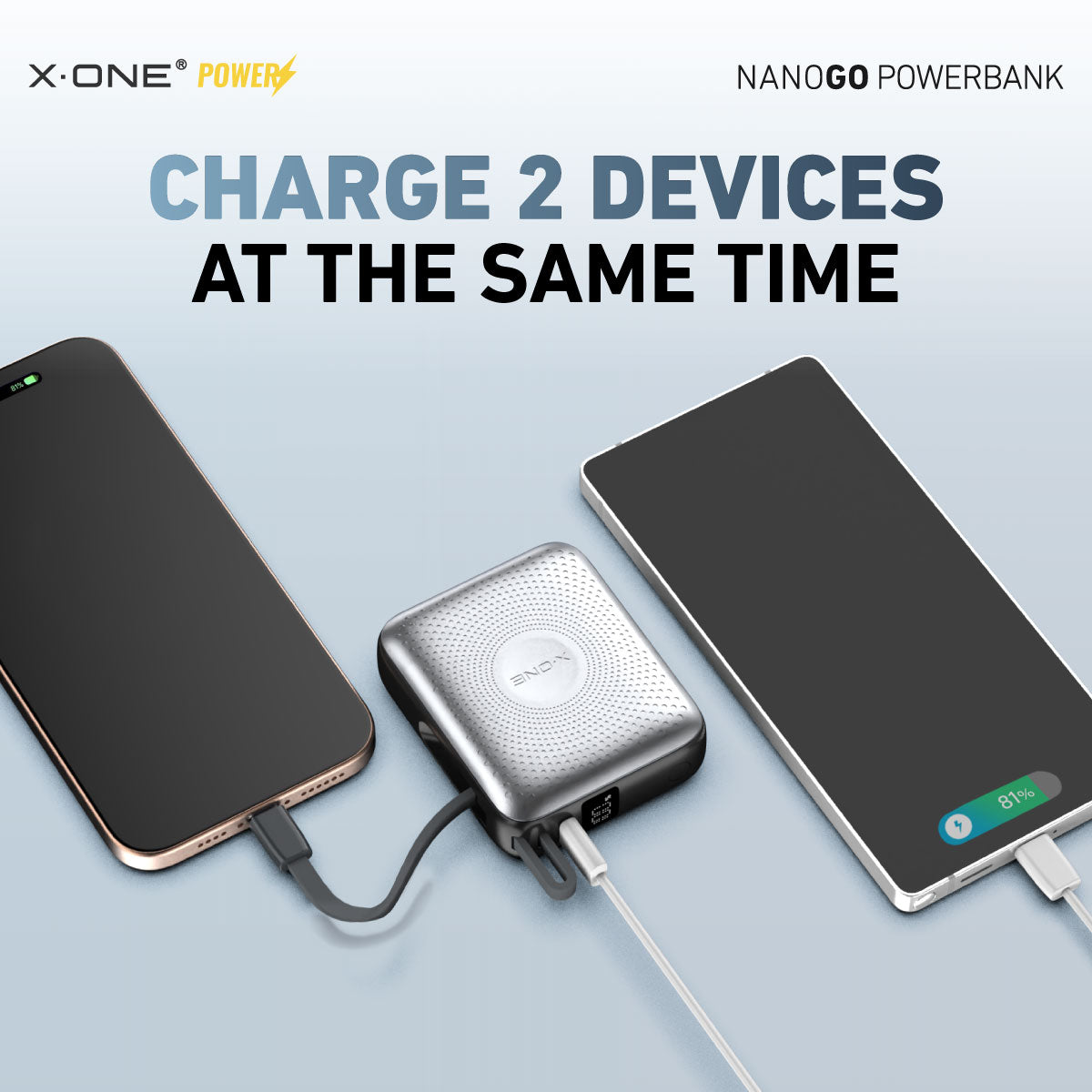 X.One® NanoGo 10000mAh PD 35W Compact Power Bank — Charge 2 Devices at the Same Time
