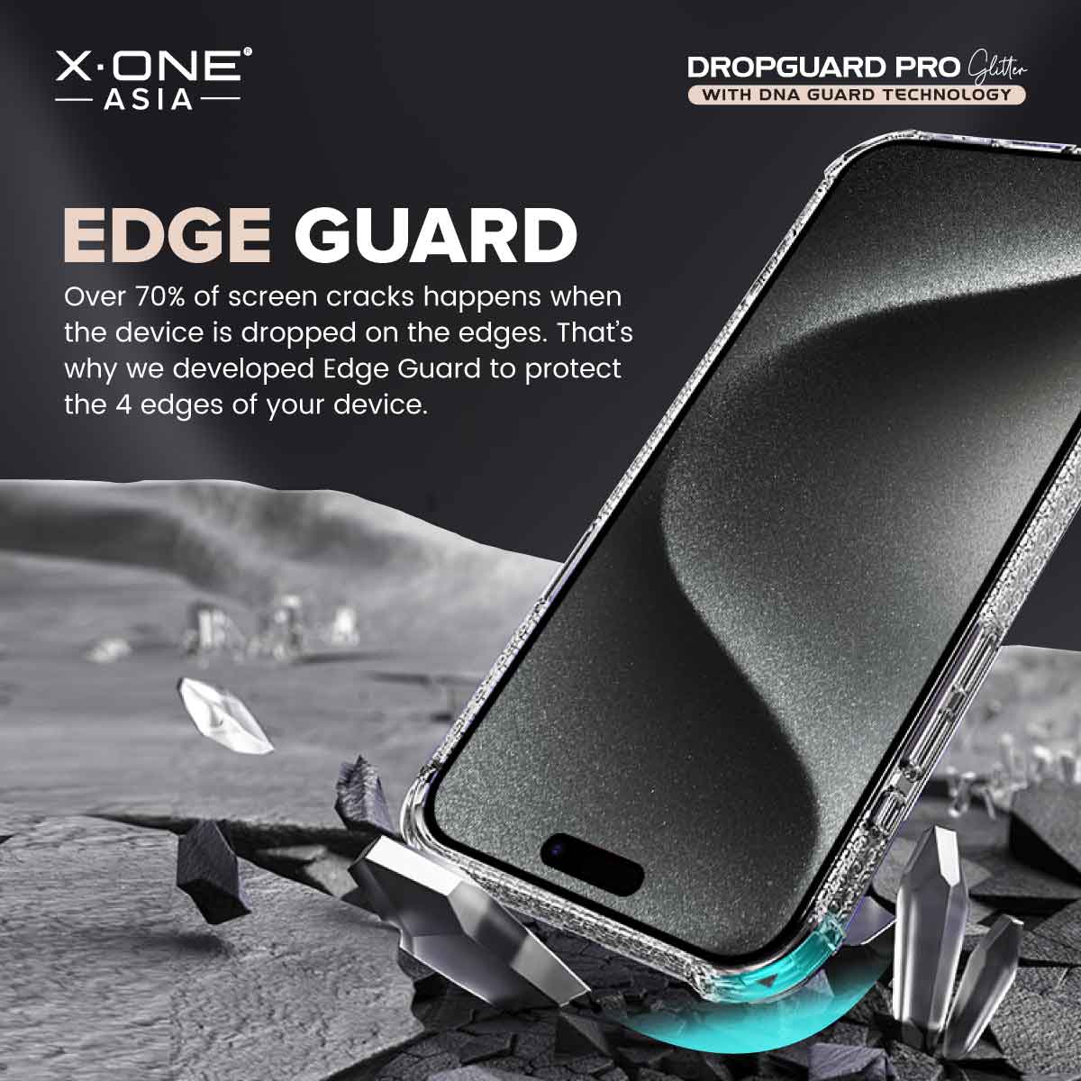 X.One® Dropguard Pro Glitter Series with EnduraClear(Magsafe Edition) Impact Protection Case for iPhone 15 Series