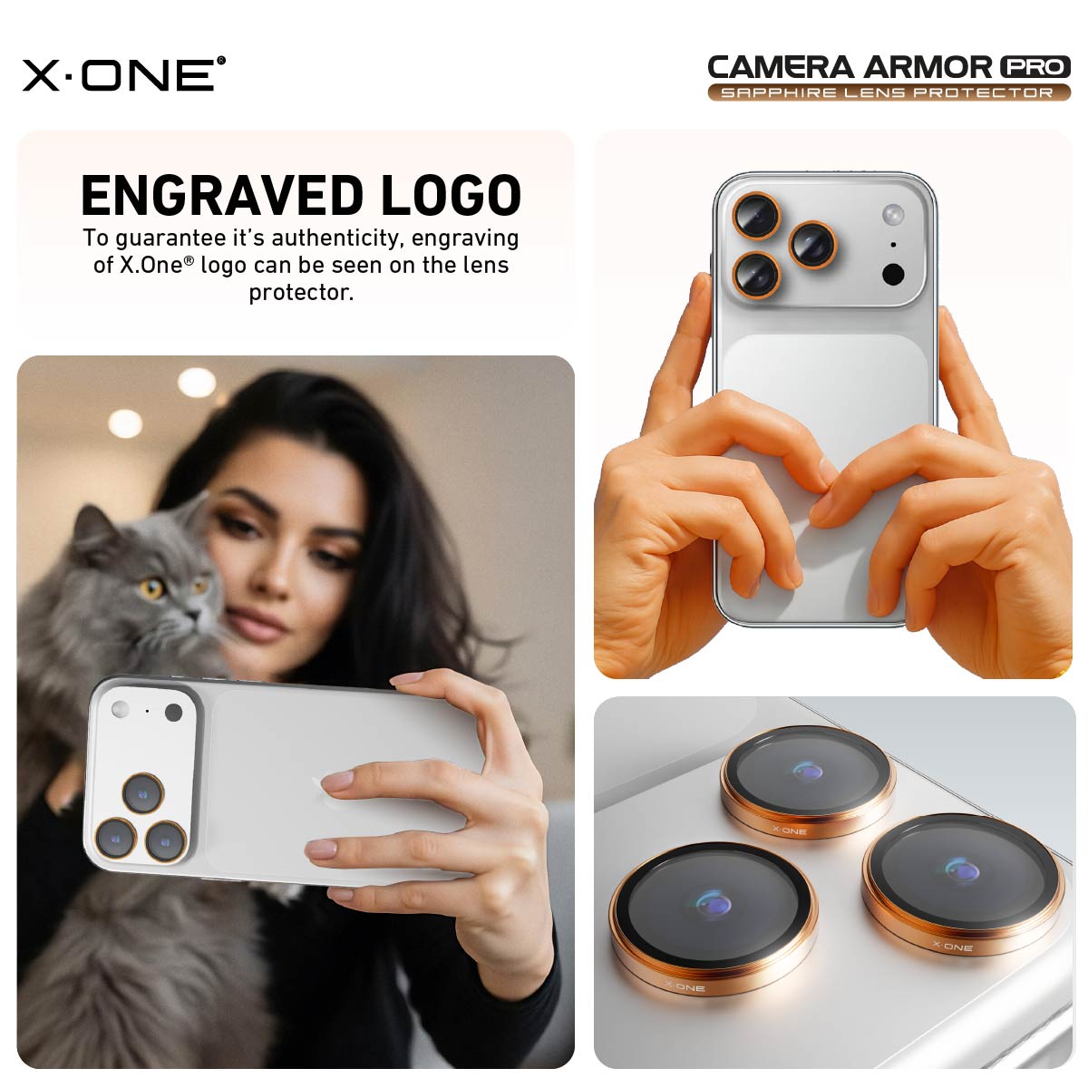 X.One® Camera Armor Pro GIA Certified Sapphire 9H Anti Scratch Lens Protector for iPhone 17 Series