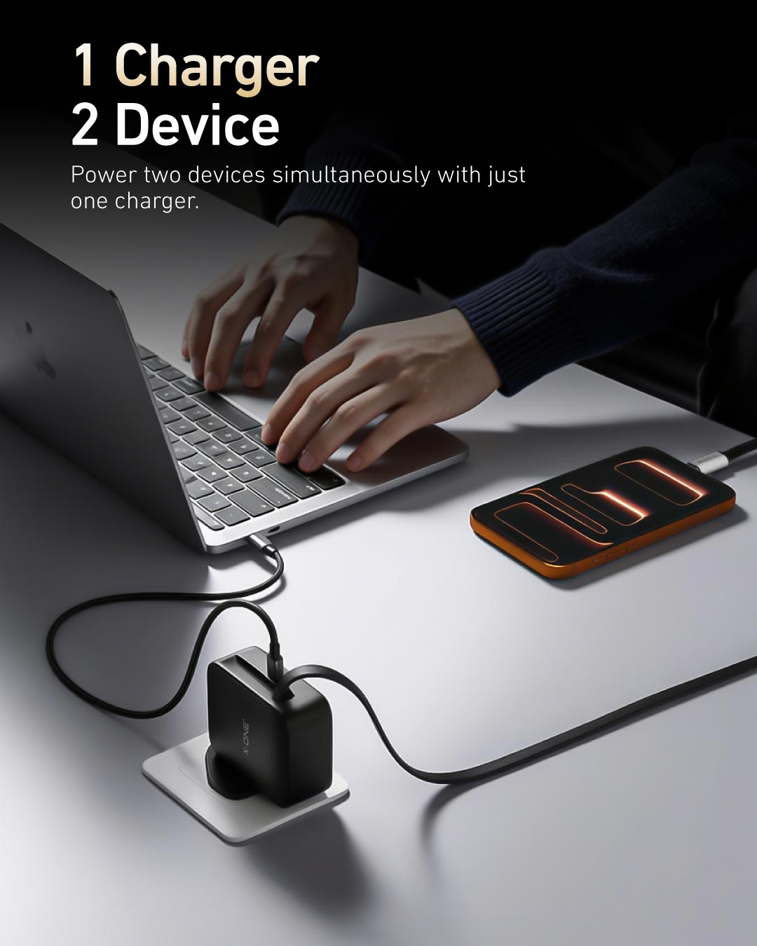 X.One® ChargeGo 65W Retractable Cable GaN Charger — Feature 2
