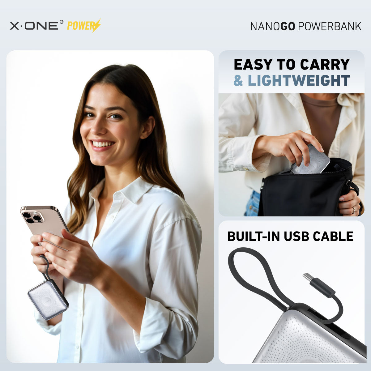 X.One® NanoGo 10000mAh PD 35W Compact Power Bank — Lightweight