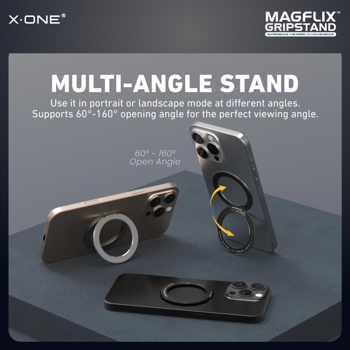 X.One MagFlix Gripstand Magnetic Adjustable Phone Stand Ring Holder