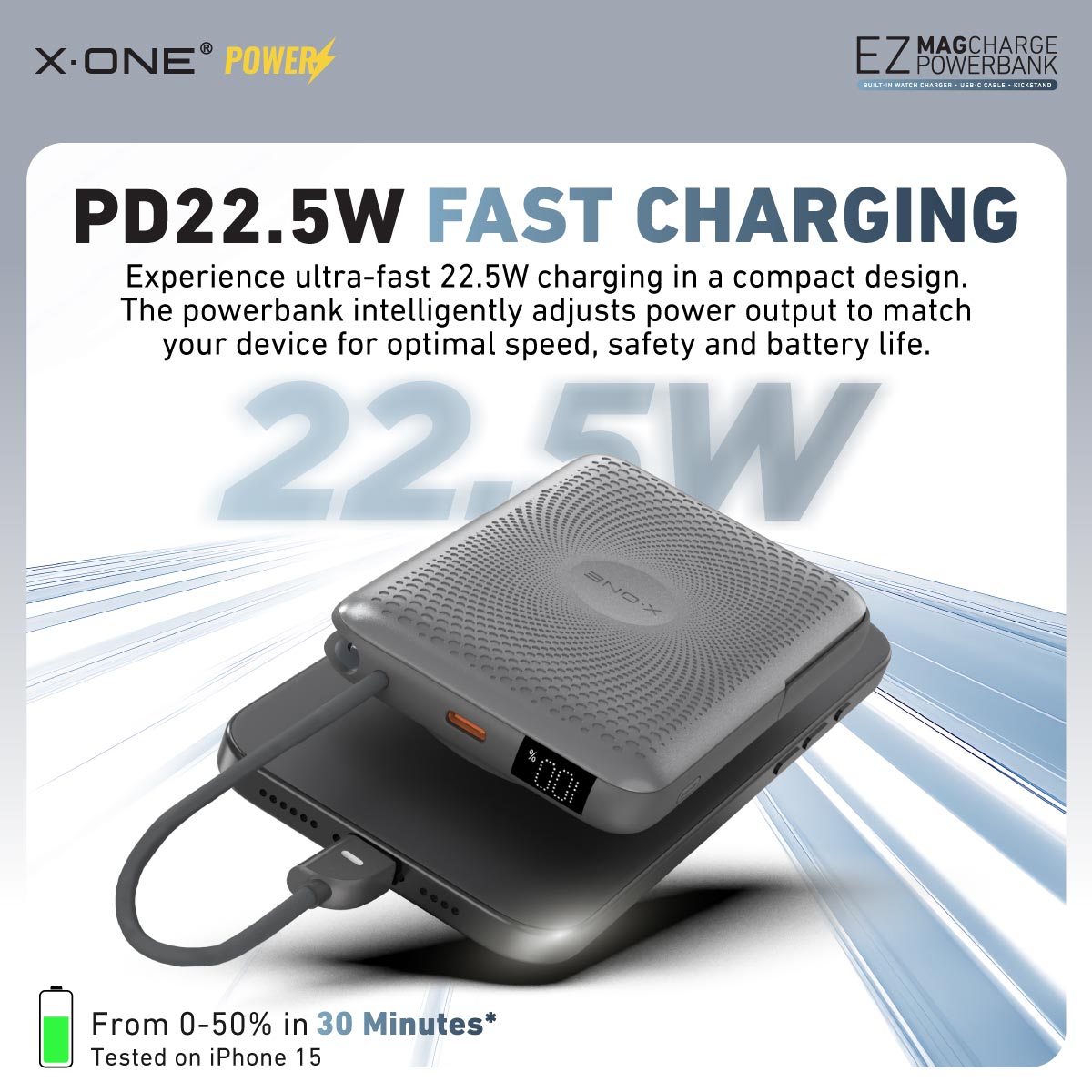 X.One® EZ MagCharge 10000mAh MagSafe Wireless Power Bank — PD 22.5W