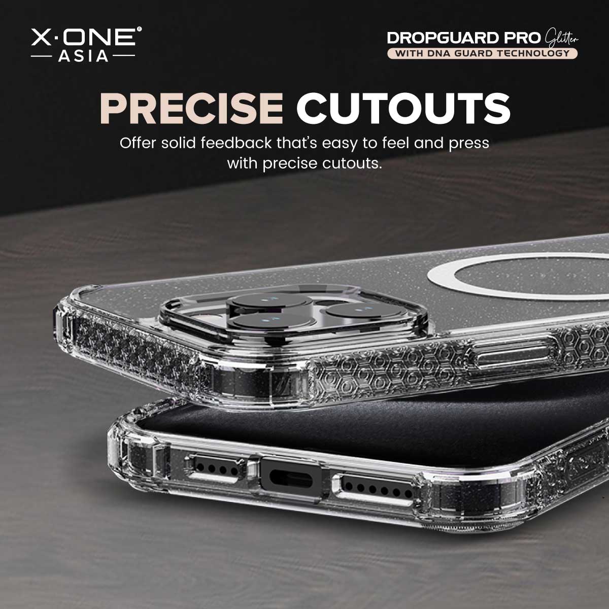 X.One® Dropguard Pro Glitter Series with EnduraClear(Magsafe Edition) Impact Protection Case for iPhone 15 Series