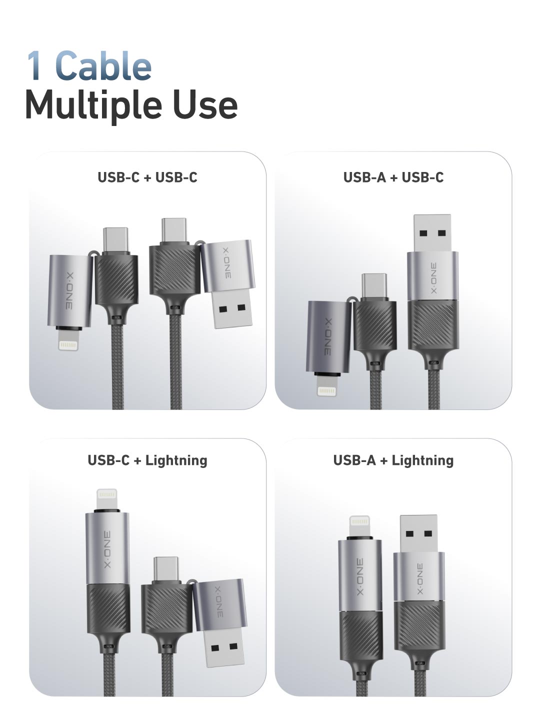 X.One® Quantum Flex 60W 4-in-1 Multi-Device Cable — Feature 3