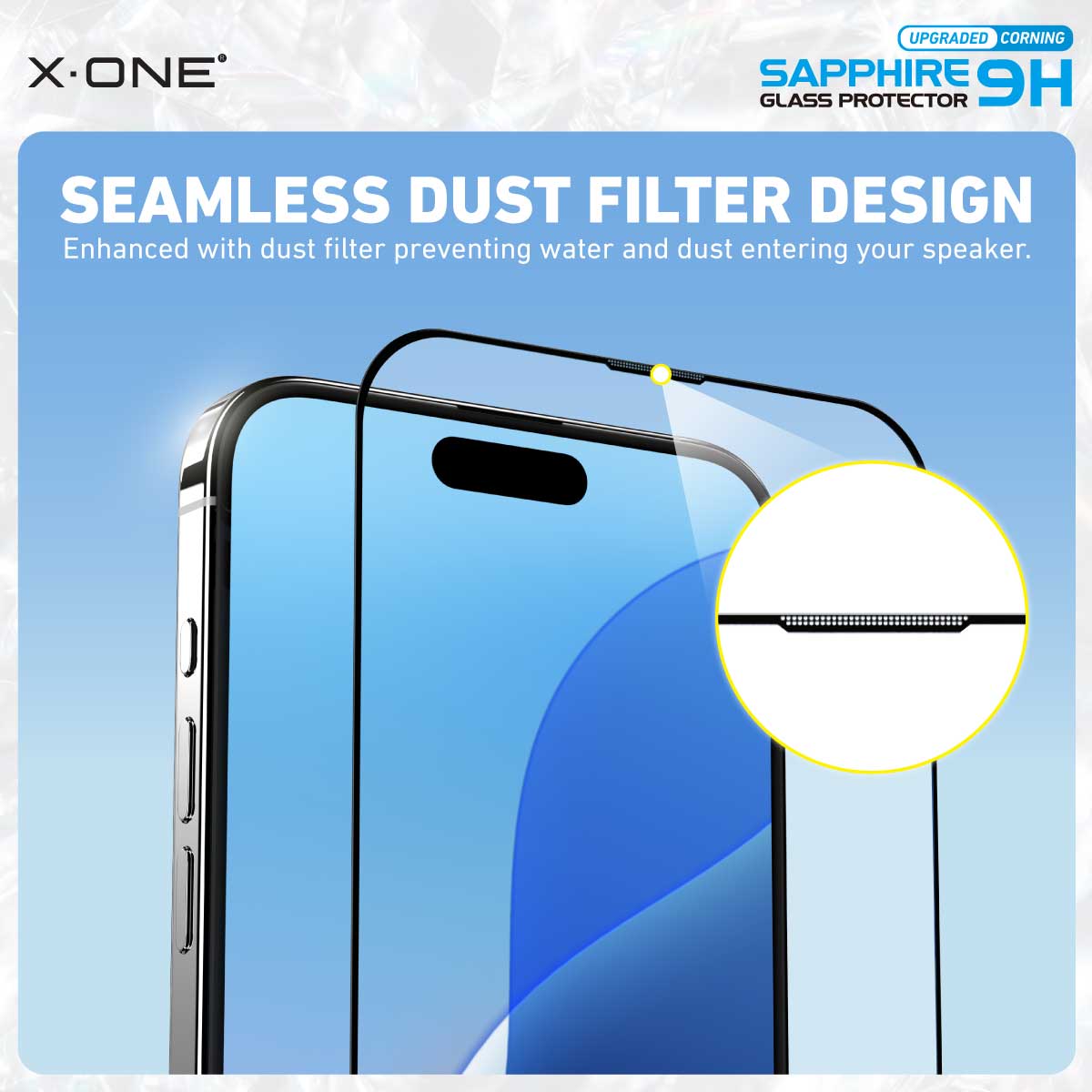 X.One® Sapphire Coated Corning Glass with Dust Free Installer Kit for iPhone