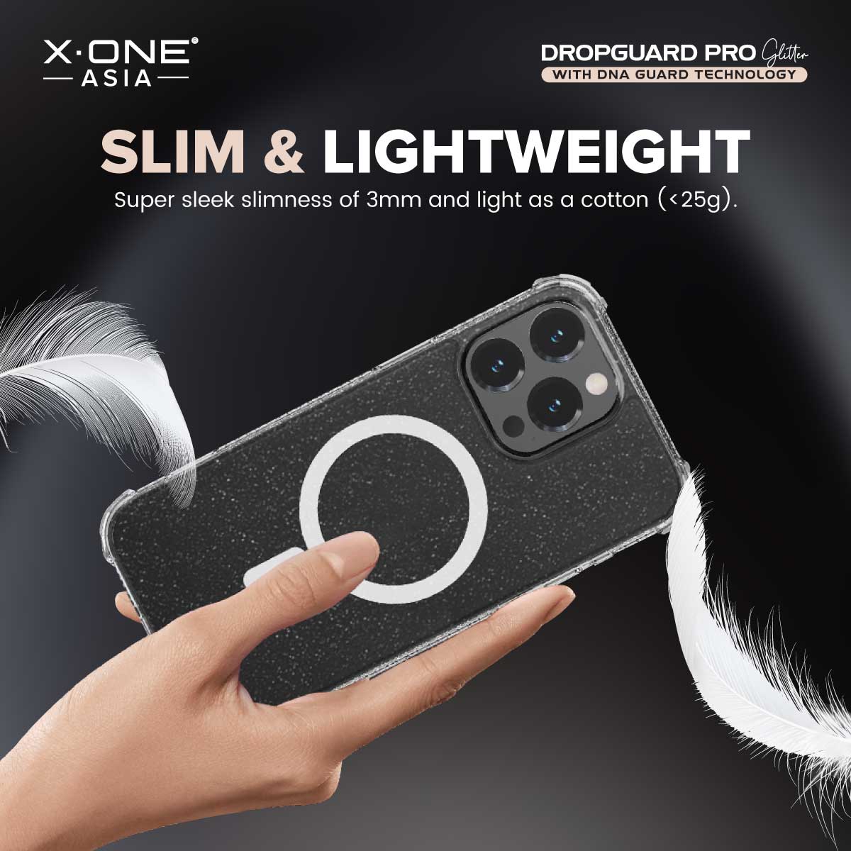X.One® Dropguard Pro Glitter Series with EnduraClear(Magsafe Edition) Impact Protection Case for iPhone 15 Series