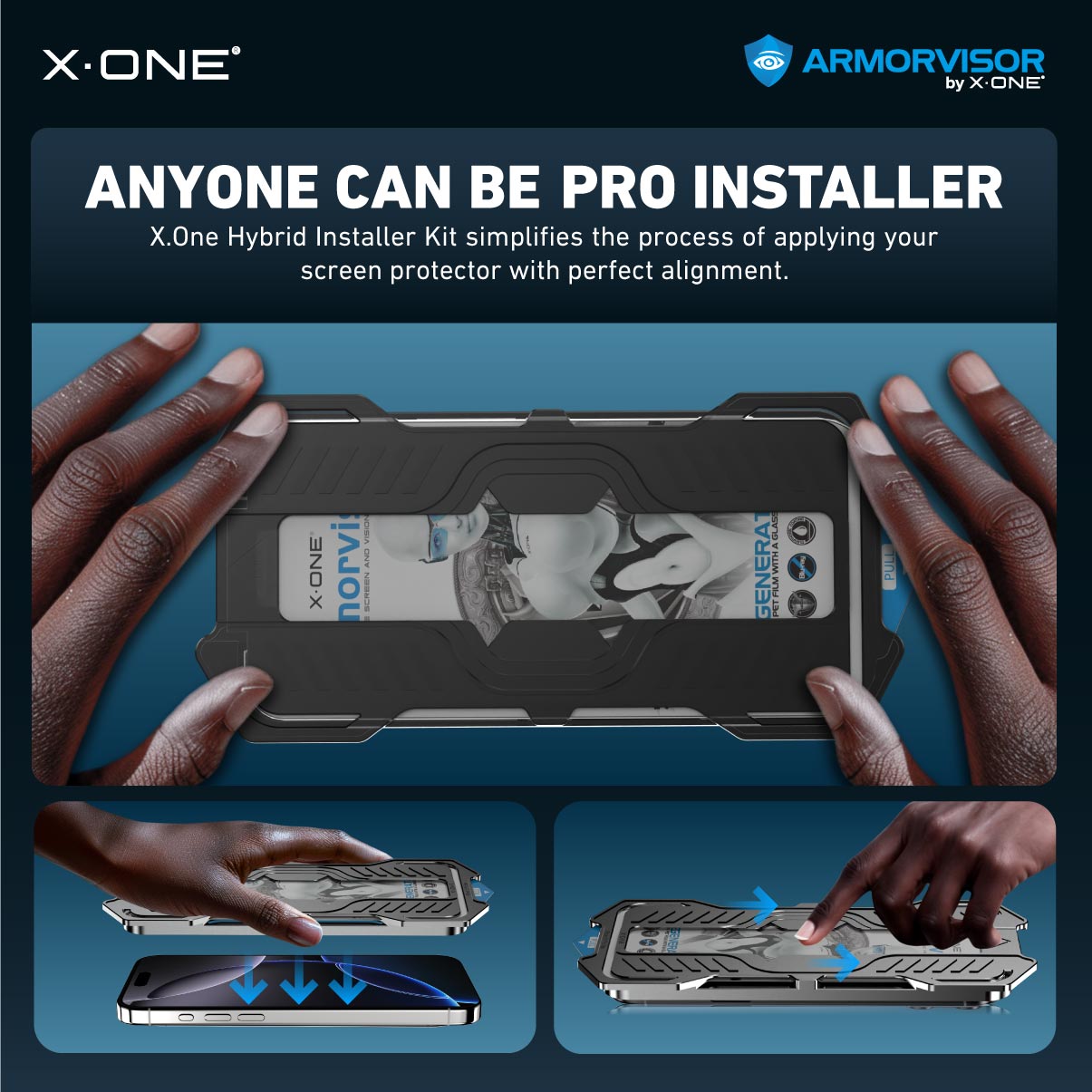 X.One® Hybrid Polymer Impact Screen Protector (Anti-Blue Light) with Installer Kit