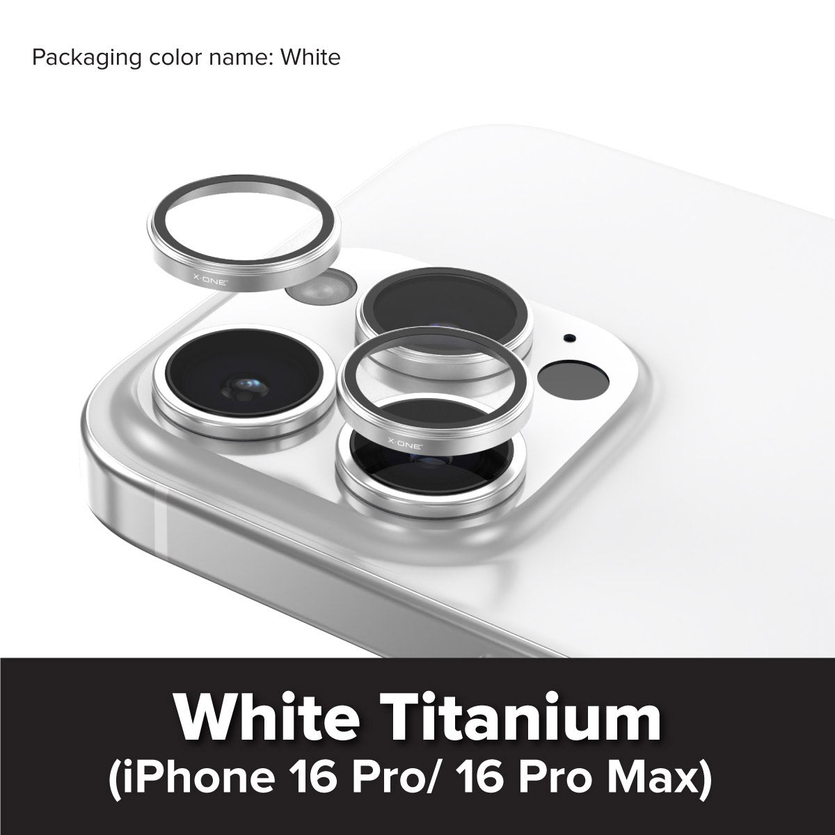 X.One® Camera Armor Pro for iPhone 16 Pro Max — White Titanium