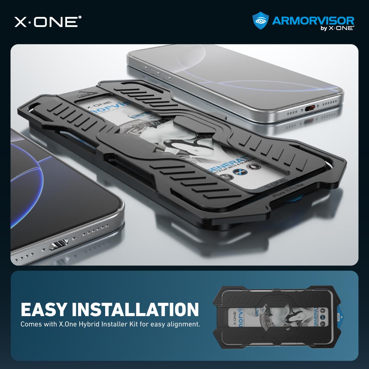 X.One® Hybrid Polymer Impact Screen Protector (Anti-Blue Light) with Installer Kit