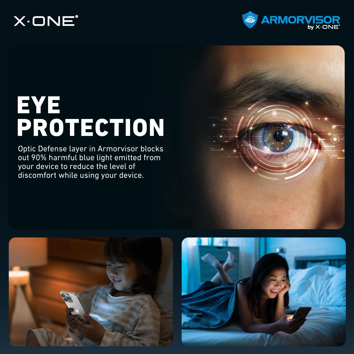 X.One® Hybrid Polymer Impact Screen Protector (Anti-Blue Light) with Installer Kit