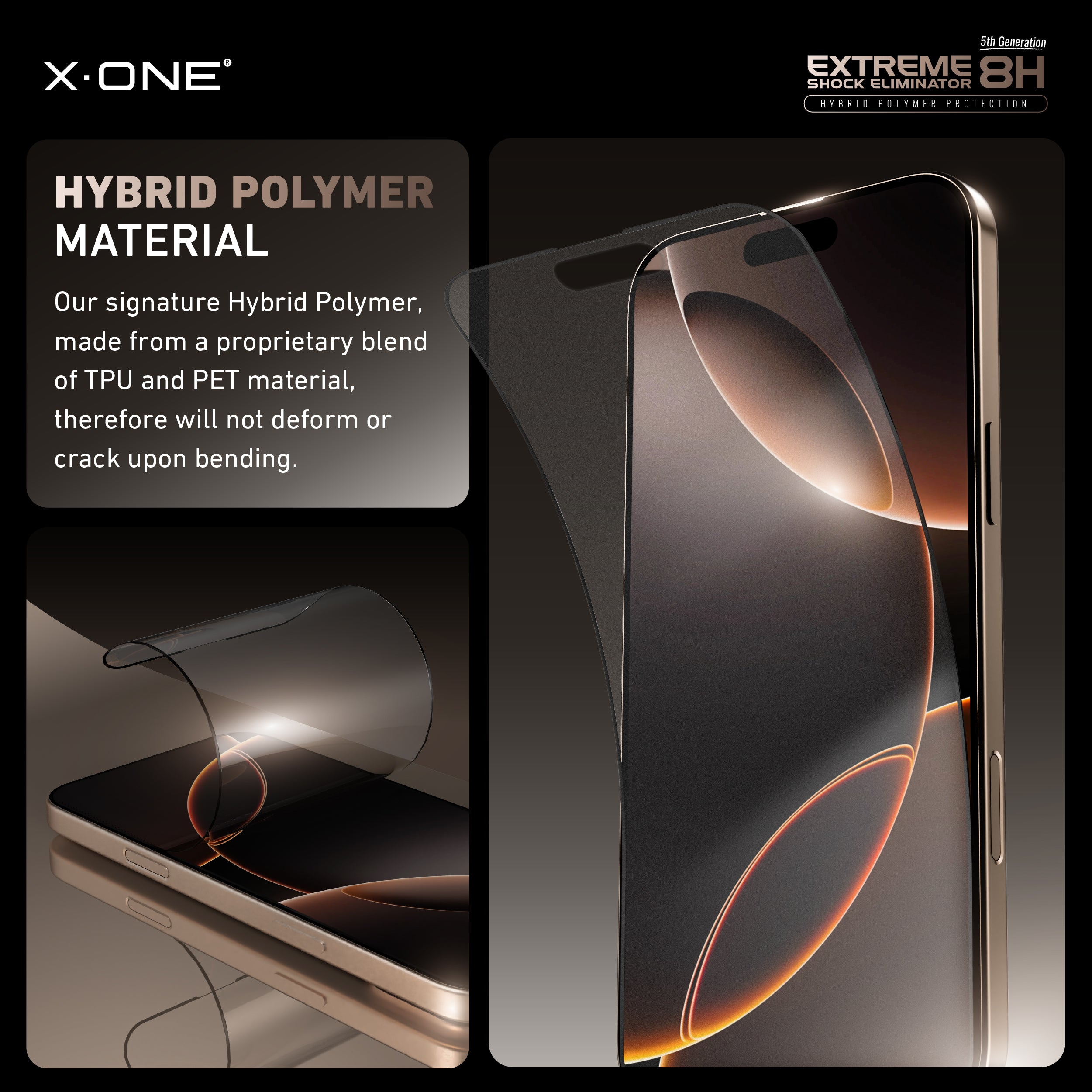 X.One® Hybrid Polymer Impact Screen Protector with Installer Kit