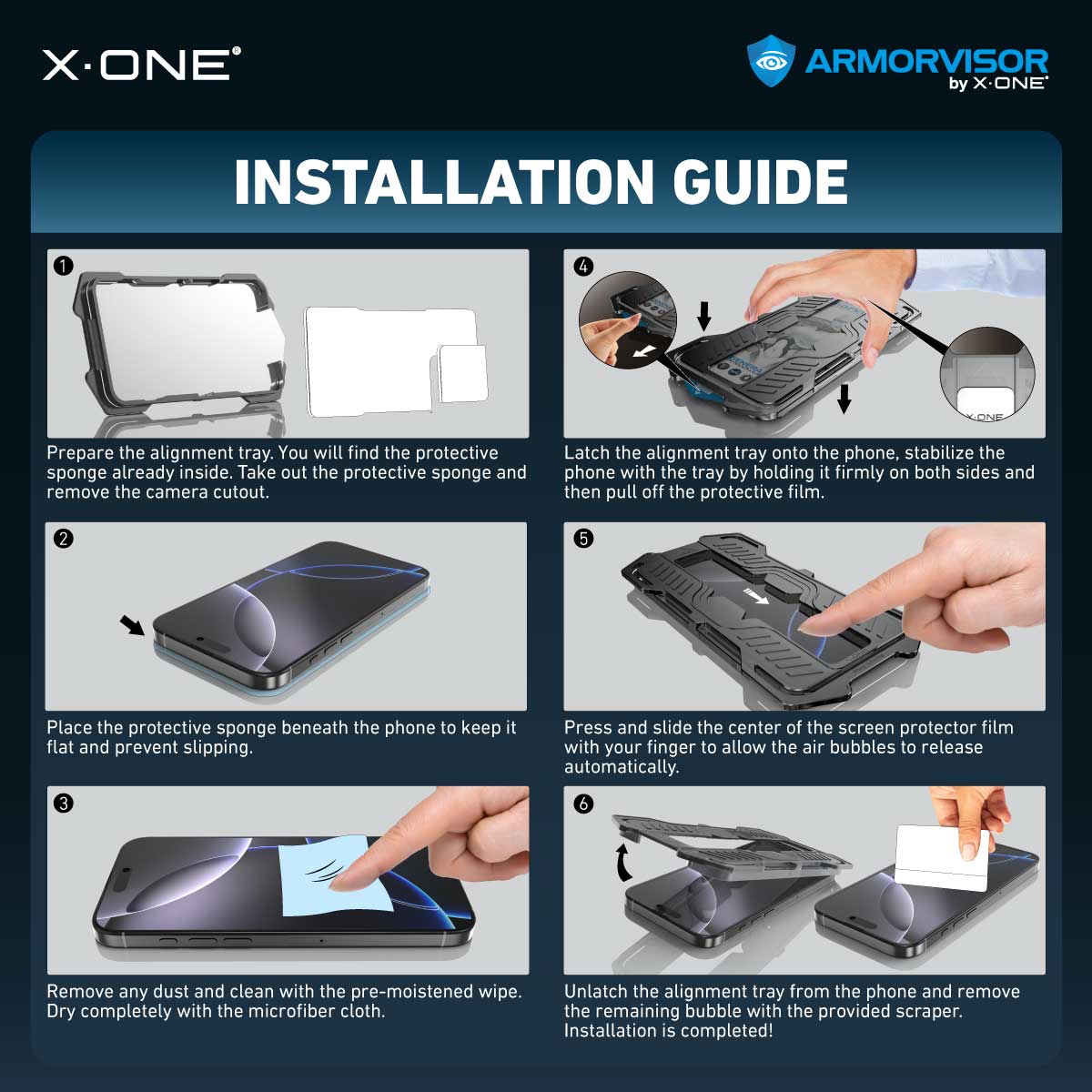 X.One® Hybrid Polymer Impact Screen Protector (Anti-Blue Light) with Installer Kit