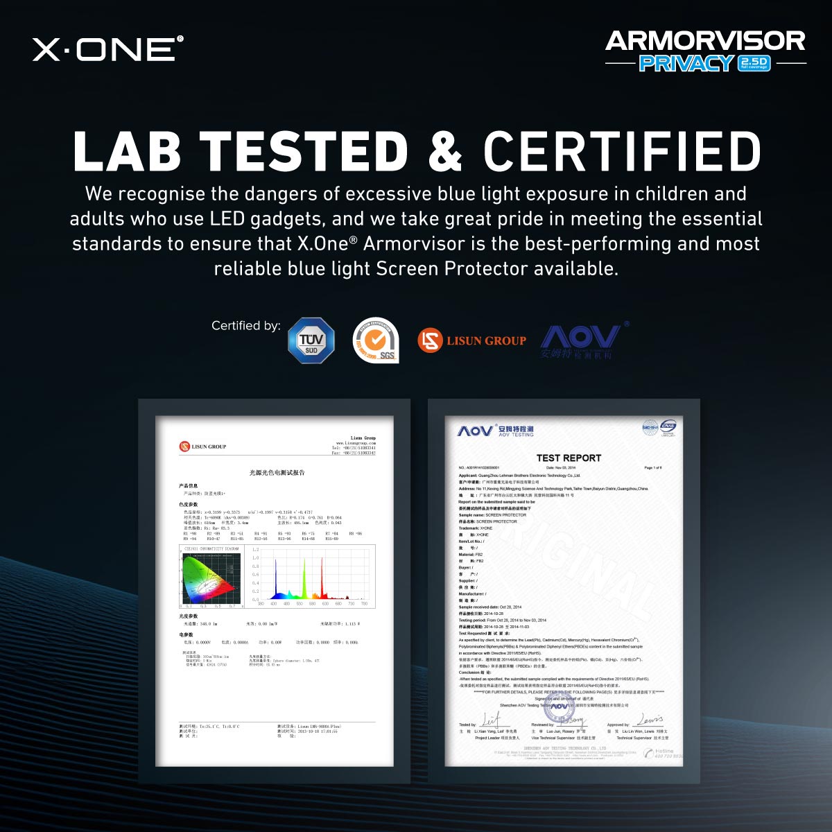 X.One® Hybrid Polymer Impact Screen Protector (Anti-Blue Light + Privacy) with Installer Kit