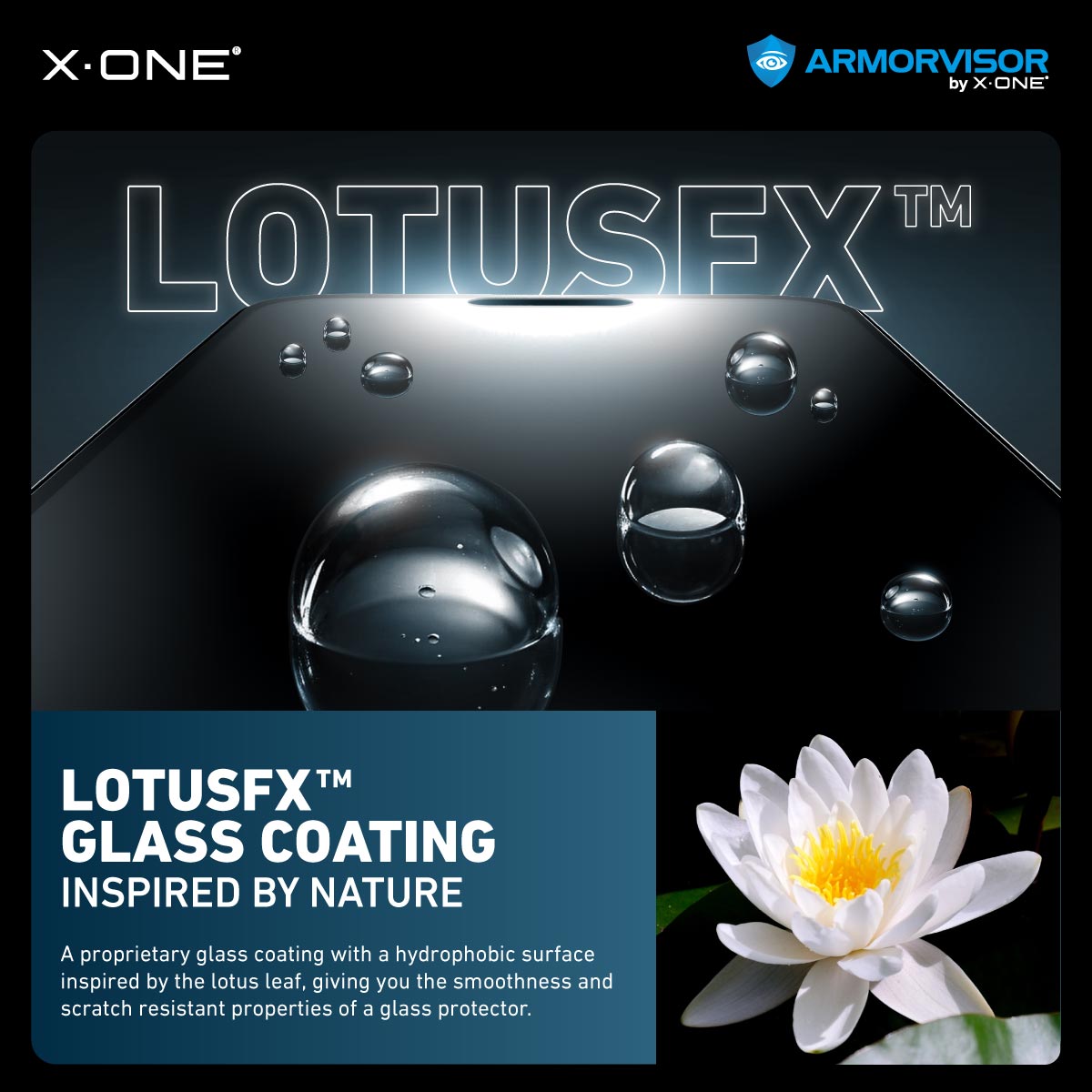 X.One® Hybrid Polymer Impact Screen Protector (Anti-Blue Light) with Installer Kit