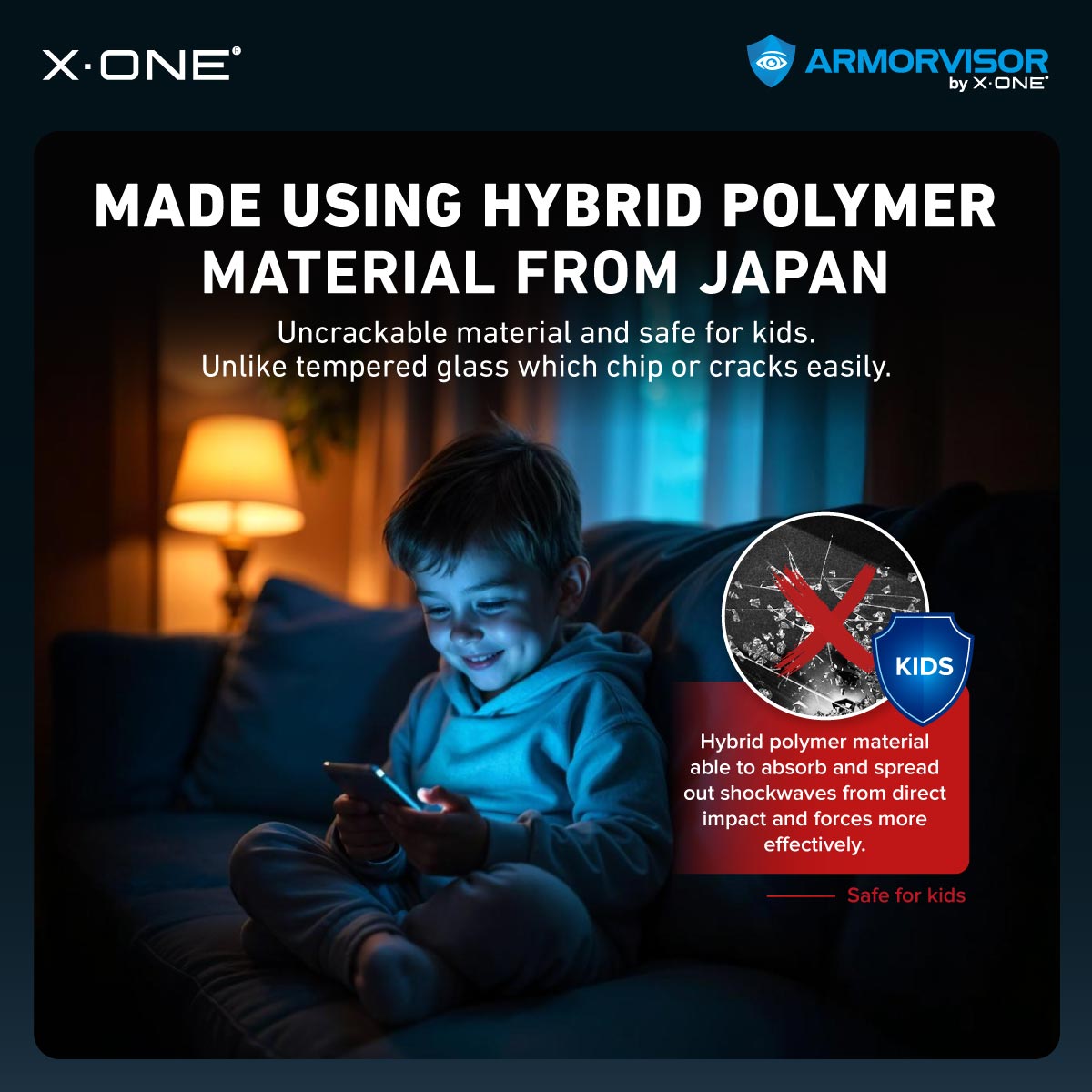 X.One® Hybrid Polymer Impact Screen Protector (Anti-Blue Light) with Installer Kit