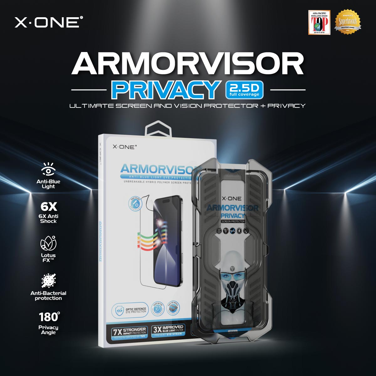 X.One® Hybrid Polymer Impact Screen Protector with Installer Kit