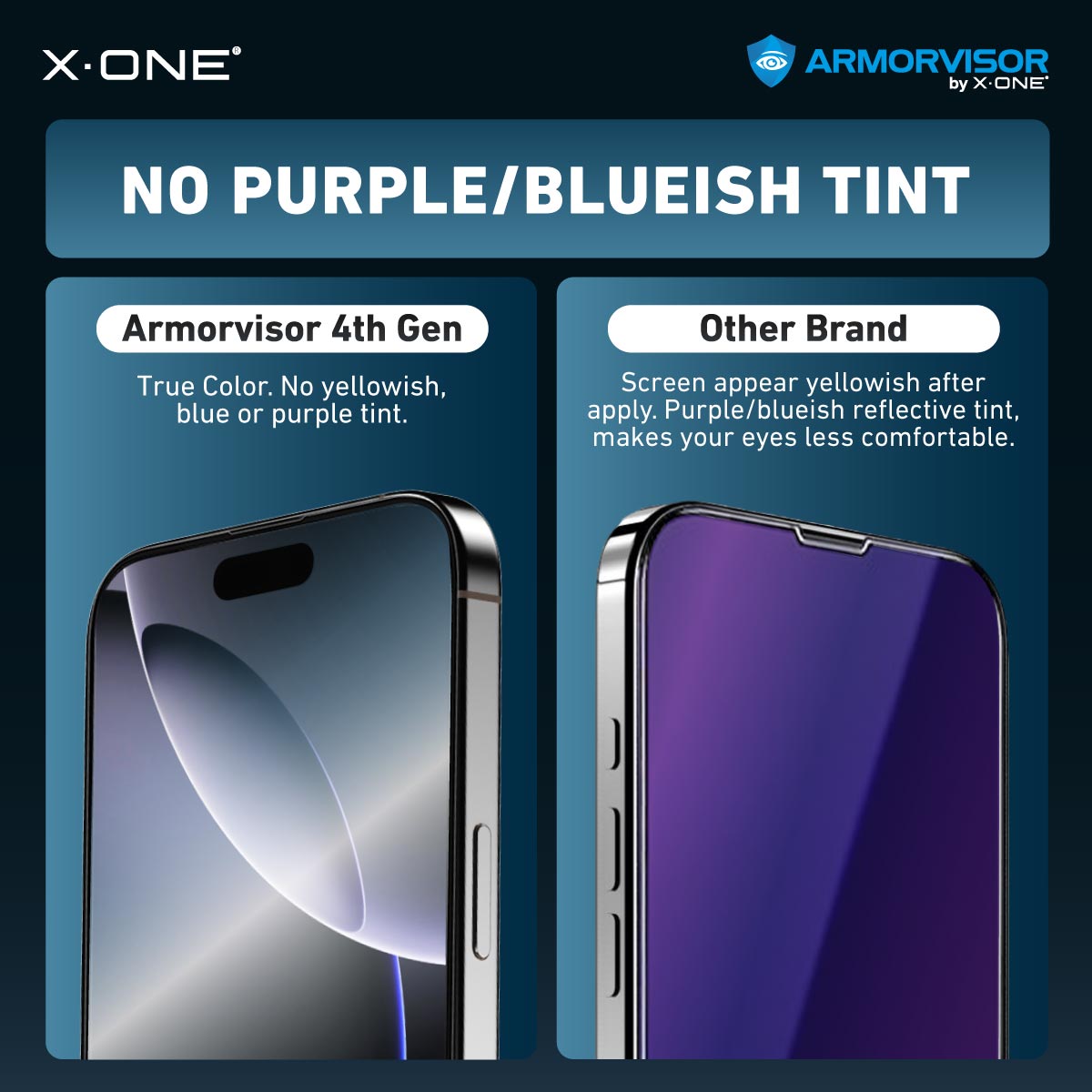 X.One® Hybrid Polymer Impact Screen Protector (Anti-Blue Light) with Installer Kit