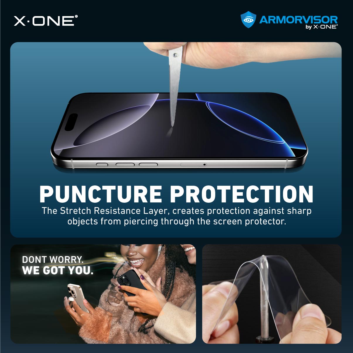 X.One® Hybrid Polymer Impact Screen Protector (Anti-Blue Light) with Installer Kit