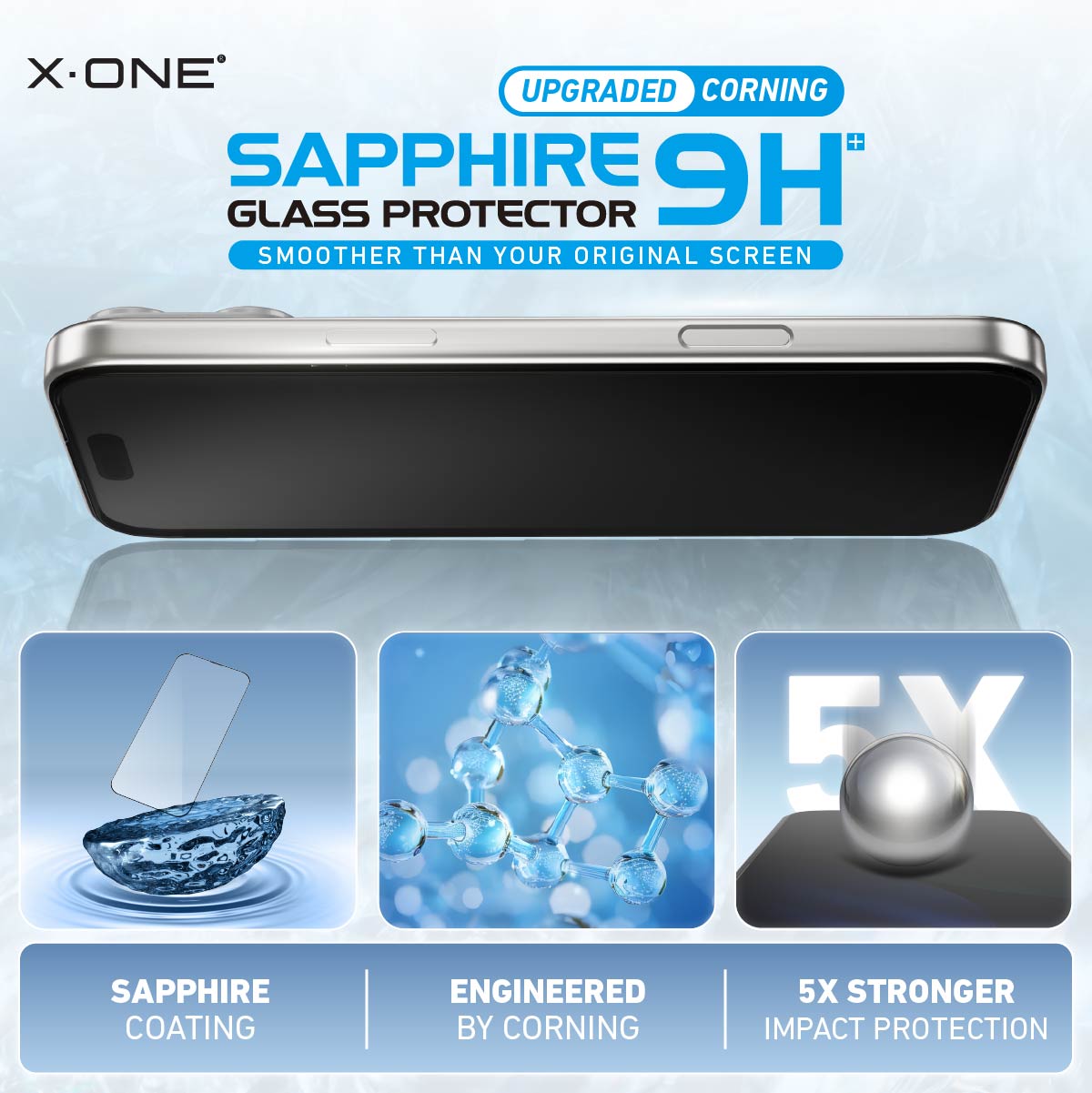 X.One® Sapphire Coated Corning Glass with Dust Free Installer Kit for iPhone