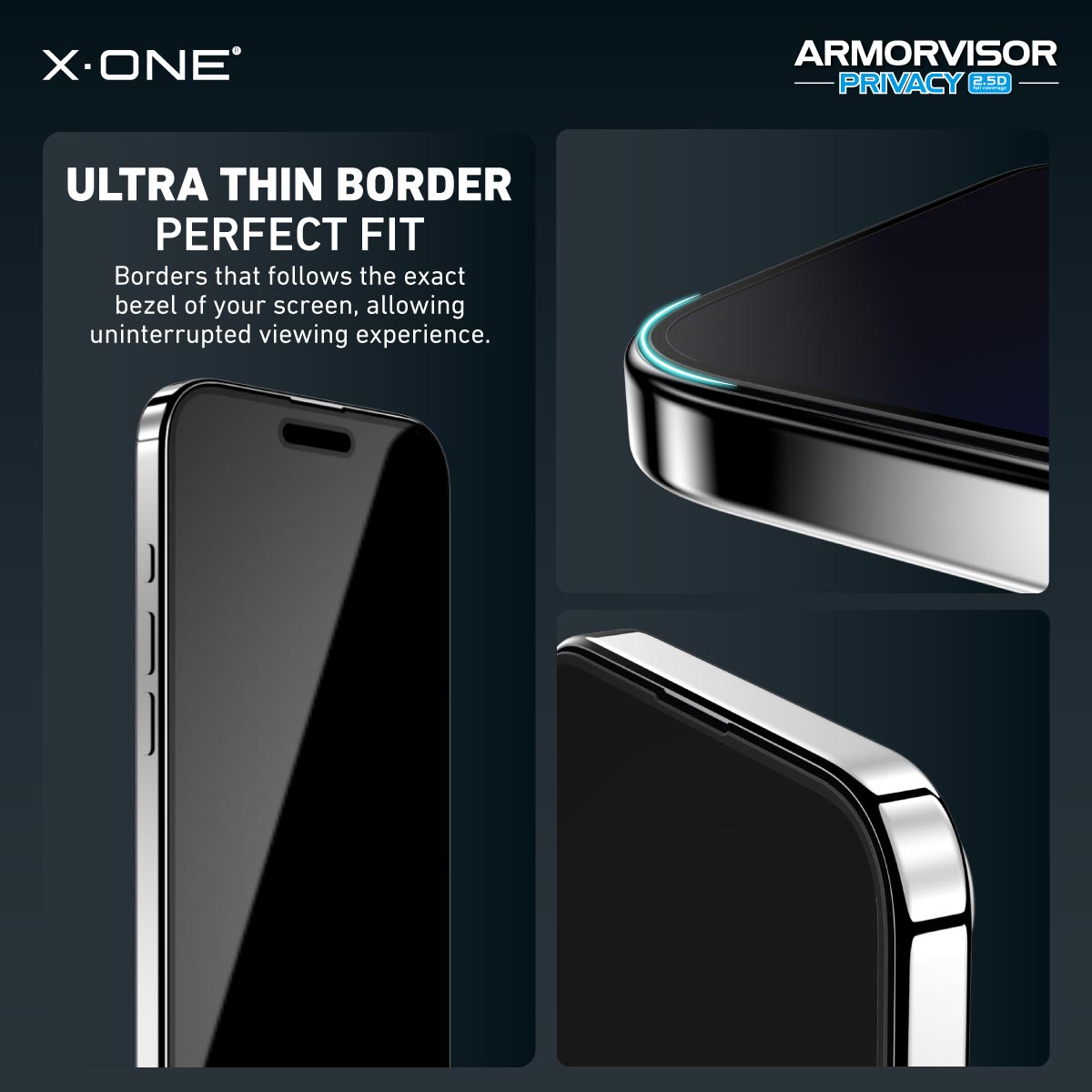 X.One® Hybrid Polymer Impact Screen Protector (Anti-Blue Light + Privacy) with Installer Kit