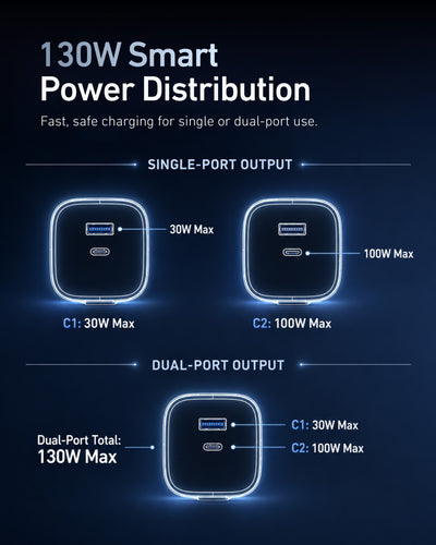 Stellar 130W 20000mAh 3-Port Fast Charging Power Bank with Retractable Cable