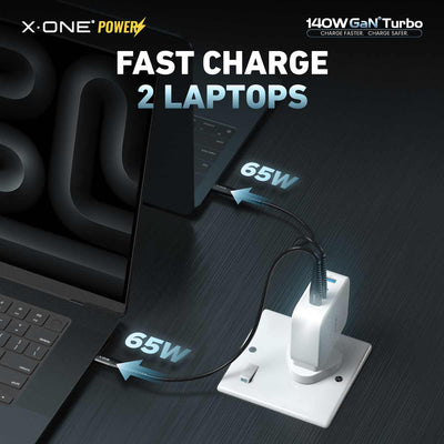 X.One® 140W GaN 6 Turbo Multi-Port Laptop Charger — Fast Charge 2 Laptops