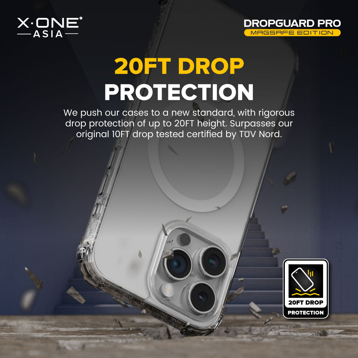 X.One® Dropguard Pro with EnduraClear (Magsafe Edition) Impact Protection Case for iPhone 15 Series