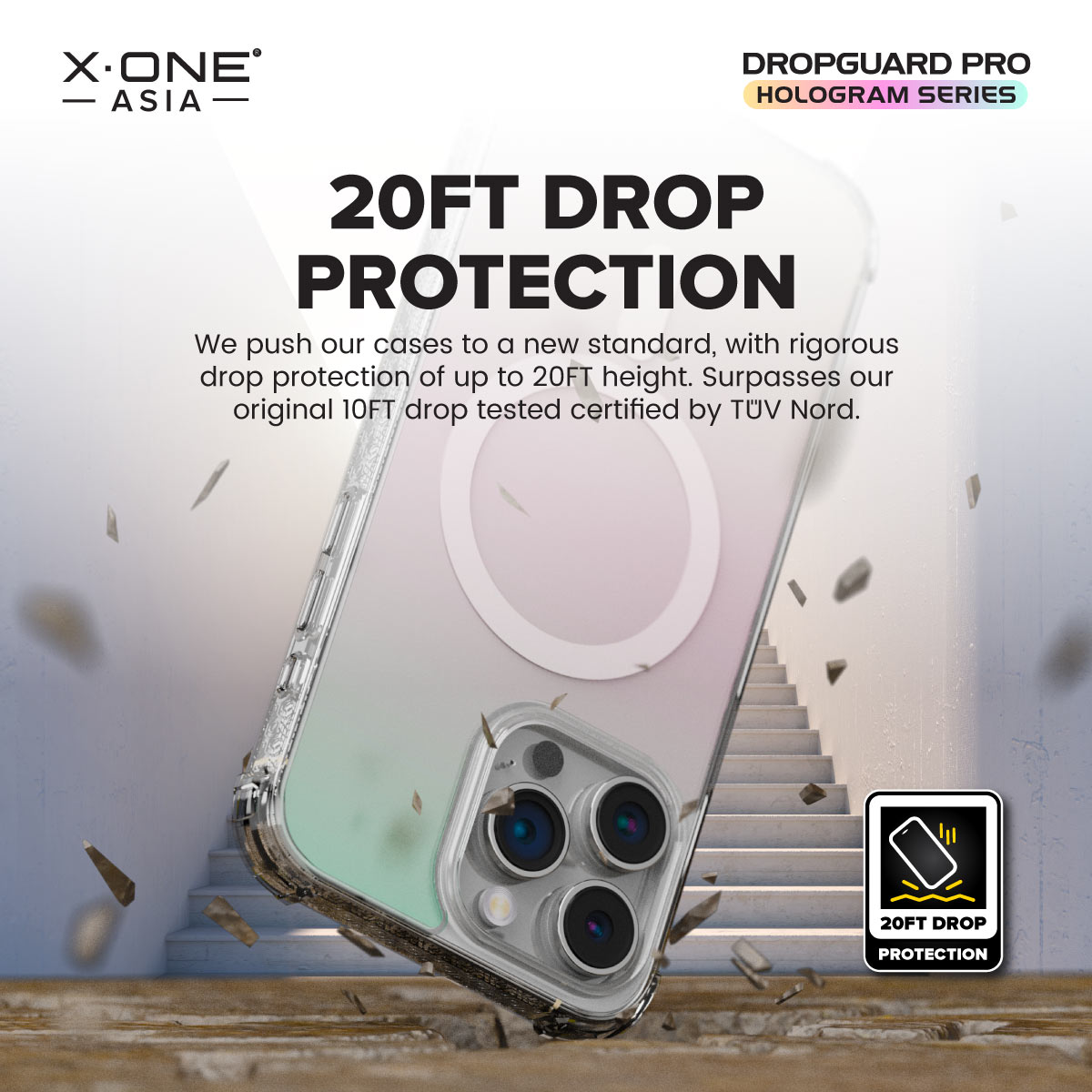 X.One® Dropguard Pro Hologram with EnduraClear (Magsafe Edition) Impact Protection Case for iPhone 15/14 series
