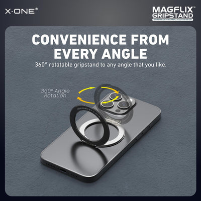 X.One® MagFlix Gripstand Magnetic Phone Ring Stand — 360° Angle