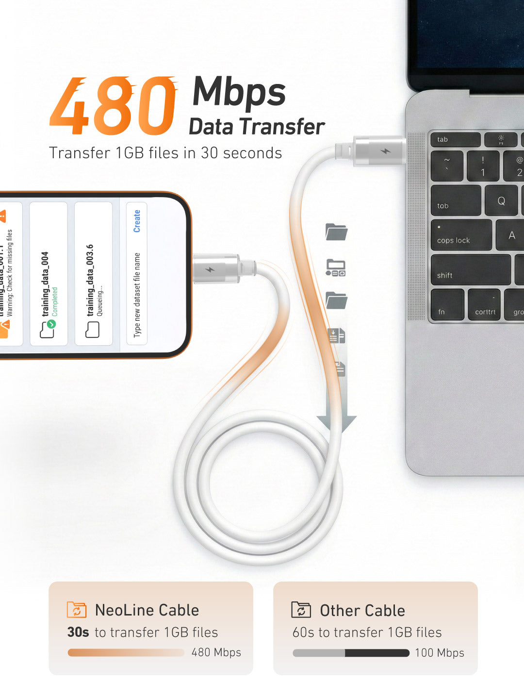 X.One® NeoLine 60W USB-C Cloud Pudding Cable — 480 Mbps Data Transfer
