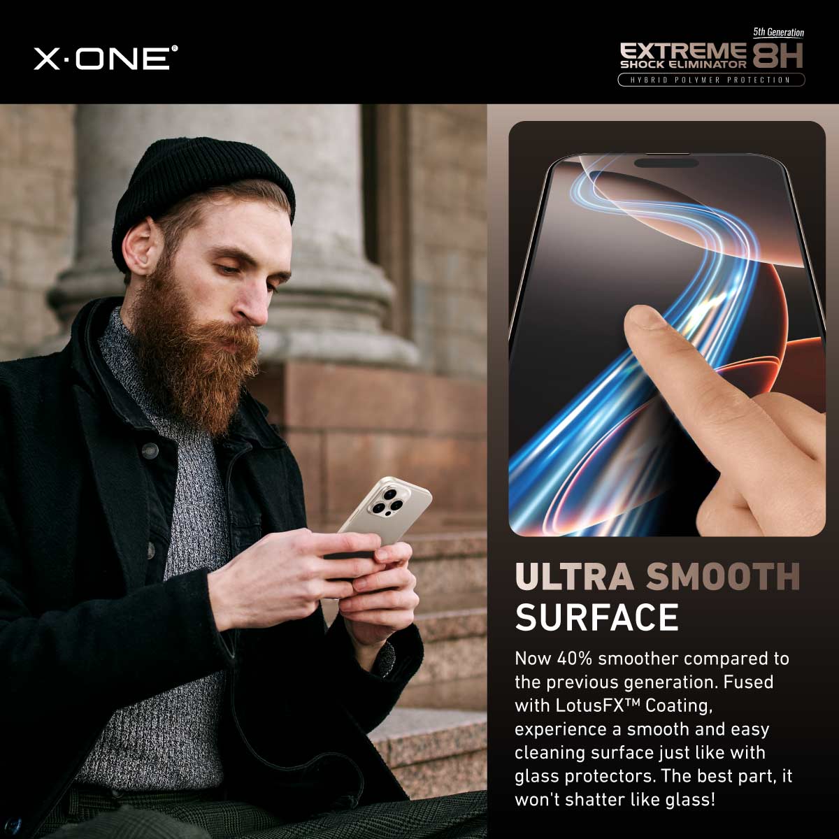 X.One® Hybrid Polymer Impact Screen Protector (ClearHD) with Installer Kit