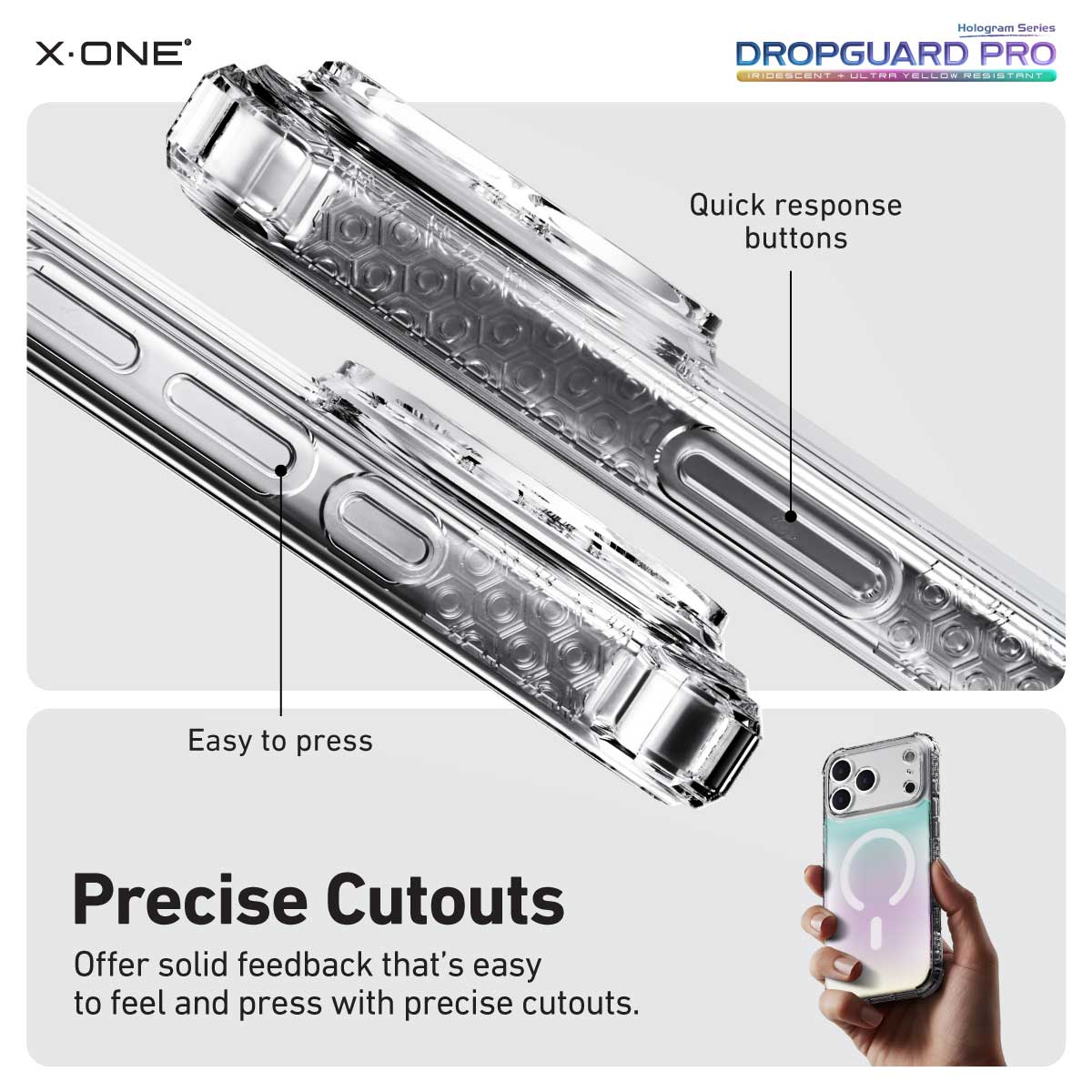 X.One Dropguard Pro Hologram Impact Protection Case with EnduraClear for iPhone 17 Series | Magsafe Compatible