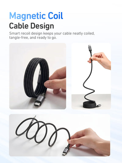 X.One® ReFlex Recoil 60W Self-Retracting USB-C Cable — Adjustable Loops