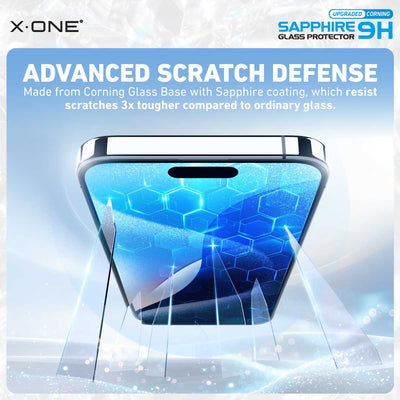 X.One® Sapphire 9H Tempered Glass Screen Protector — Advanced Scratch Defence