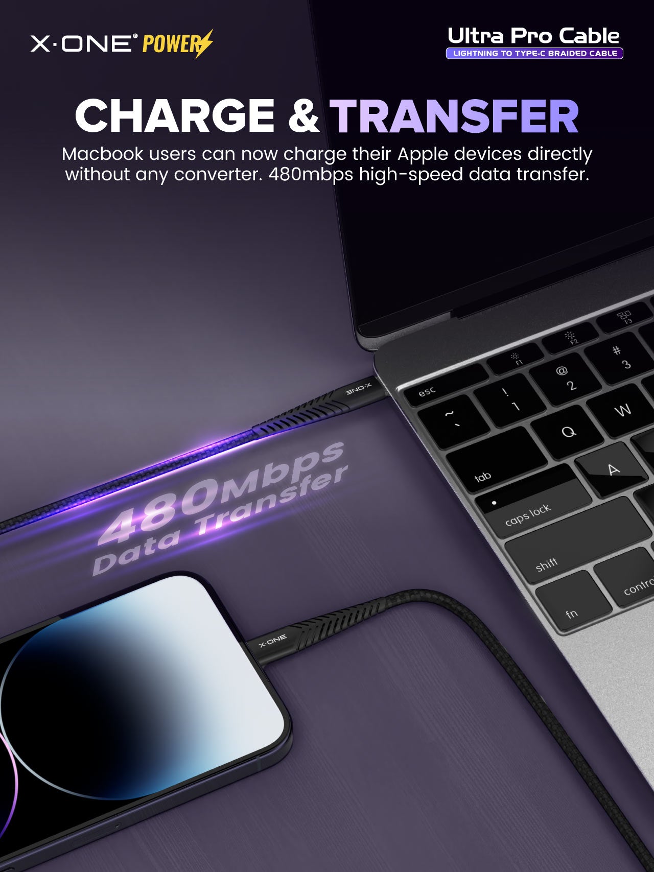 X.One® Ultra Pro Apple PD Cable - USB-C to Lightning MFi Cable
