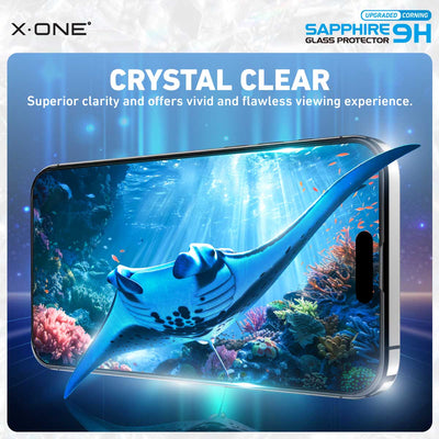 X.One® Sapphire 9H Tempered Glass Screen Protector — Crystal Clear Clarity