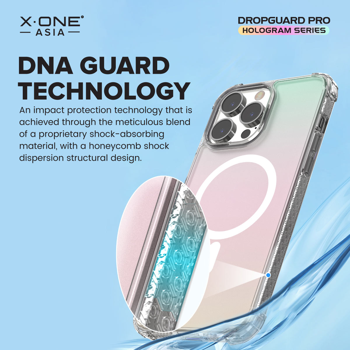 X.One® Dropguard Pro Hologram with EnduraClear (Magsafe Edition) Impact Protection Case for iPhone 15/14 series