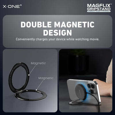 X.One® MagFlix Gripstand Magnetic Phone Ring Stand — Double Magnetic